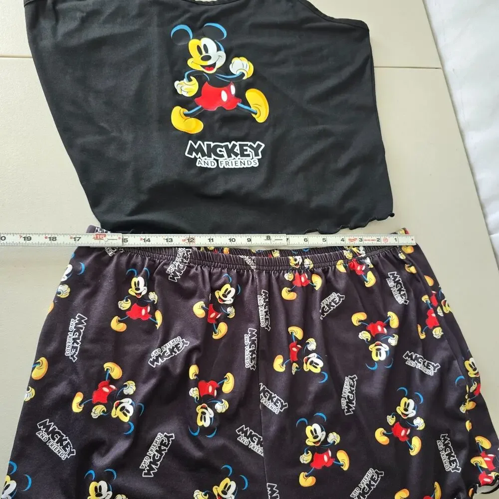 Disney Mickey Mouse & Friends Shorts & Tank Pajama Lounge Set Women's XXL Black - Picture 14 of 16